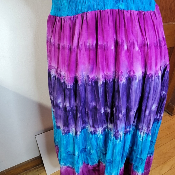 Phases Women's 100% Cotton Tie Dyed V-neck Embordered Dress size Med - Picture 4 of 9